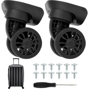 2Pcs Luggage Suitcase Wheels,Only Compatible with DELSEY Carry-On Plus 21 Inch,luggage wheels replacement with Screws/screwdriver,360 Rotation Spinner Wheel,Mute Double Row Swivel Wheel(Black)
