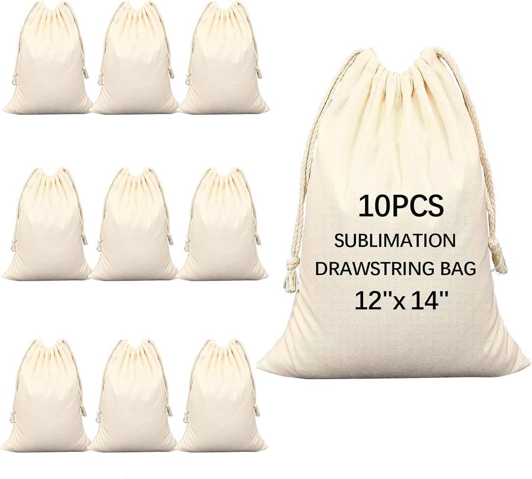 10 PCS Sublimation blank drawstring bag Reusable canvas Heat Press DIY crafts Party Wedding Christmas storage Home party art supplies