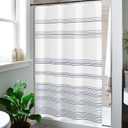 jinchan Small Stall Shower Curtain 48x72 inches Navy Blue and White Modern Farmhouse Striped Waterproof Fabric Shower Curtains for Bathroom with 7 Hooks Machine Washable