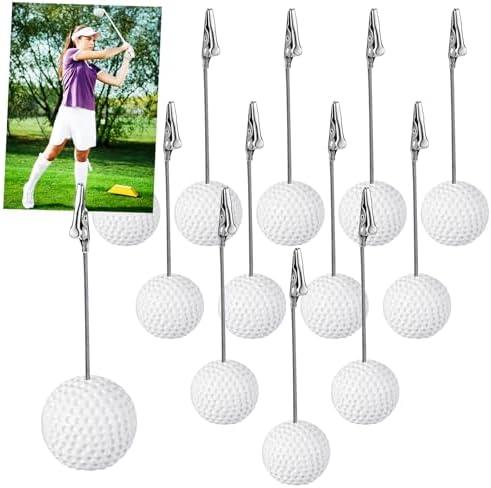 Jetec 11 Pcs Resin Sports Ball Base Memo Clips with Alligator Wire Table Number Card Place Holders Photo Stand for Office Menu Wedding Party Events Decoration(Golf)