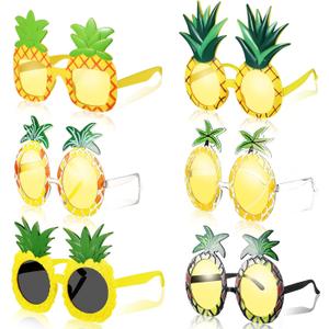Sratte 6 Pairs Pineapple Sunglasses Novelty Sunglasses Tropical Pineapple Glasses Hawaiian Fruit Shape Glasses Favors for Summer Beach Luau Theme Accessories