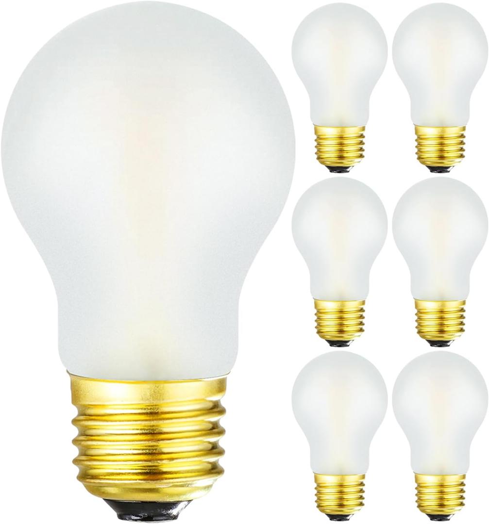 Frosted E26 Edison Bulb A15 Light Bulb 6W Equal 60 watt Light Bulb Dimmable AC120V Warm 2700K E26 Led Bulb for Pendant,Chandeliers,Vanity,Wall sconces Edison Light Bulbs 60 Watt 600lm 6Pack