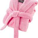 BAGNO MILANO Hooded Plush Fleece Bathrobe, Ultra Soft Cozy for Boys, Girls (Pink)Size: 5-6 Years