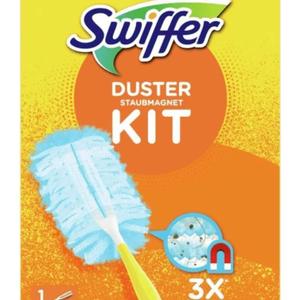 Swiffer - Duster Trap & Lock Kit, 1 Handle + 3 Refills - 1 Set, Light Blue