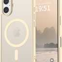 vnnink for iPhone 16 Case,Magnetic Matte Military Grade Drop Protection Translucent Cell Phone Cover - Slim Rugged Durable Shockproof Bumper Cover-Antique White