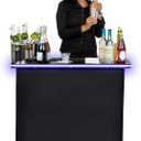 GoBar Portable Bar Table for Events - Black, 3 Skirts, or LED - Pop Up Mobile Bartending Station with Travel Carrying Case (Led Black Skirt)