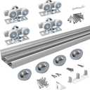 BARNSMITH 5FT/60 Bypass Door Hardware,Heavy Duty Aluminum Sliding Closet Door Hardware with Finger Pulls for 2 Doors System,Sturdy and Smoothly,Fit Door Thickness 1 3/8" or 1 3/4",Easy to Insatll