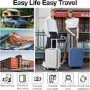 Mixi Carry On Luggage with Cup Phone Holder and Charger Hard Shell Suitcases with Spinner Wheels,20 Inch Sapphire Blue