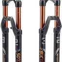 BUCKLOS 27.5" MTB Fork 120mm Travel, 1-1/8" Straight/Tapered Mountain Bike Fork Rebound Adjust, 15mm100mm Axle, Manual Lockout Air Shocks (Gold-Straight tube)