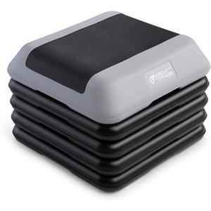 Circuit Fitness by Marcy 16 x 16 inches Adjustable Height Aerobic Step Platform with Adjustable Risers, Non-Slip Rubber Surface, Home Exercise Fitness Training, Multiple Color Options (Cool Gray - 4 Risers)