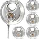5-Pack Padlocks Keyed Alike, 2-3/4 inch Wide, Stainless Steel 304 Round Lock, Waterproof and Rustproof Storage Lock with Brass Keys, Ideal for Storage Unit Gate, Outdoor, Shed, Fence