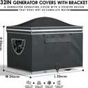 Generator Tent With Bracket, Generator Cover Whlie Running, 32X24X24 inches, Roof Design Without Water Accumulation, 1680D Marine Canvas Production+Heavy-Duty Stainless Steel Bracket, Black