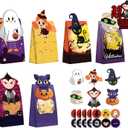 Heitu 30Pcs Halloween Treat Bags - Trick or Treat Goody Gags, 30 Stickers, Party Supplies