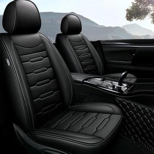 AOMSAZTO Seat Cover Custom Fit for Ford Fusion 2006-2020 Faux Leather Car Seat Covers Compatible Airbag Fusion Seat Protector Vehicle Cushion Covers Front Rear Seat Full Set 5 Seats Black (Full Set 5 Seats, Black Line)