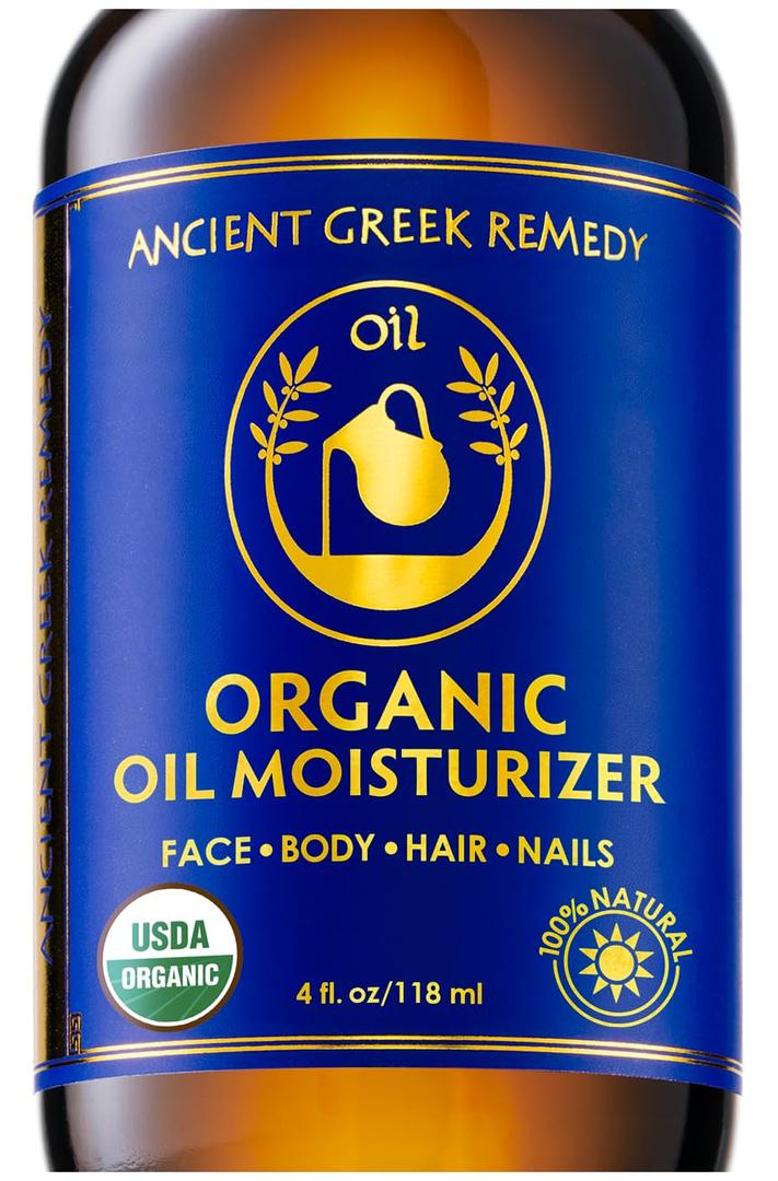 Ancient Greek Remedy Body Oil - Organic After Shower Face Oil & Body Moisturizer for Dry Skin - Almond, Jojoba, Olive, Lavender, Vitamin E Oils - Natural Clean Facial Skincare for Women & Men 4 oz (4 Fl Oz (Pack of 1))