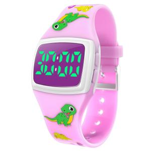 SKYROKU Potty Watch for Toddler Girls  Magnetic Charging, 5 Timing Modes, Ultra-Long Standby, Cute Dinosaur Pattern, Music & Flash Reminders, Silicone Strap, Large Dial for Easy Use (Pink-White)