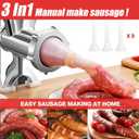 3 In1 Meat Grinder Manual Mincer - Manual Meat Grinder Sausage Maker Meat Grinders For Home Use Fast And Effortless For All Meats (Silver) (#10)