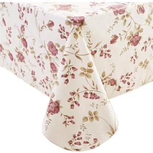 Heavy Duty Vinyl Tablecloth with Flannel Backing Waterproof Oil-Proof Plastic Table Cloth Stain-Resistant Wipeable Rectangle or Square Table Cover for Indoor and Outdoor (Flowers, 60X102 Inch)