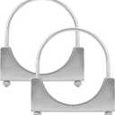 5" U-shaped Exhaust Pipe Clamp Mild Steel Muffler Exhaust Clamps with Anti-Rust Coat Pack of 2