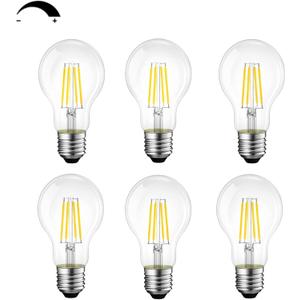 Dimmable E26 LED Light Bulbs,40 Watt Equivalent,Daylight 4000K Classic Clear Glass A19 LED Filament Bulb Pack of 6