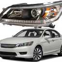munirater Black Housing Projector Headlight Assembly Driver Side Replacement for Accord 2013-2015 4-Door Sedan Halogen Headlight Headlamp