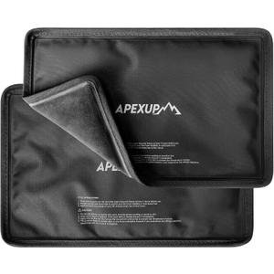 APEXUP Gel Ice Packs for Injuries Reusable, Flexible Double Sided Cold Packs for Injuries, Ice Pack for Knee, Shoulder, Back, Hip, Leg, Arm (Black, 11"x7.1", 2PK)