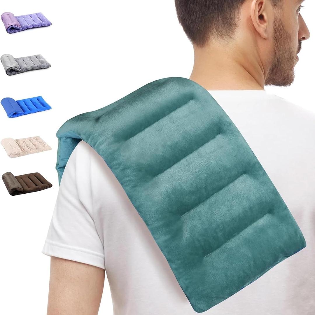 SuzziPad Microwavable Heating Pads for Reduce Discomfort, 7x16 Microwave Heated Pad for Soothing Neck and Shoulder Back Fatigue, Heatable Bag for Aches, Moist Hot Pack Heat Compress, Green