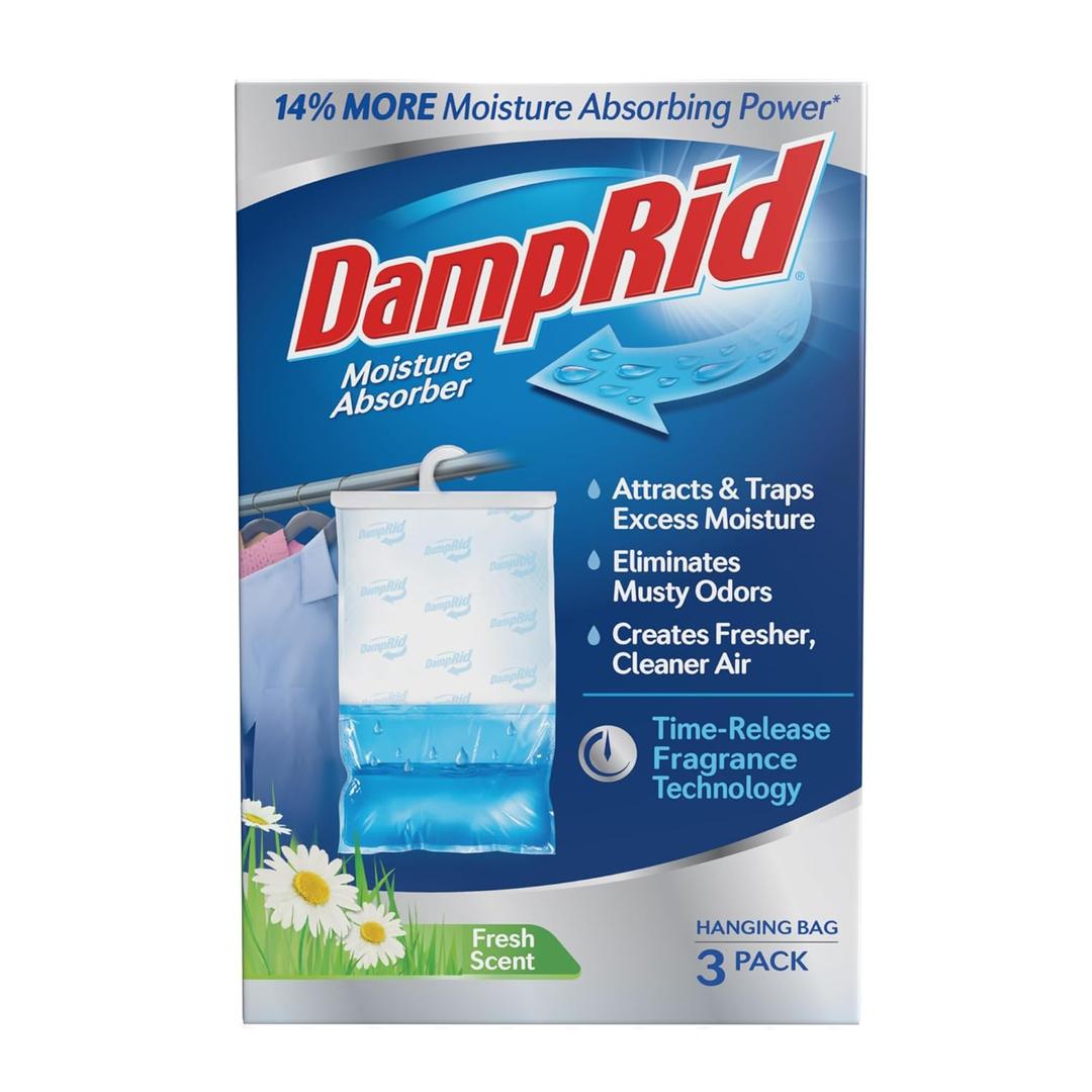 DampRid Fresh Scent Hanging Moisture Absorber, 16 oz., 3 Pack - Eliminates Musty Odors for Fresher, Cleaner Air, Ideal Moisture Absorbers for Closet, 14% More Moisture Absorbing Power*
