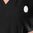 SUNME Scrubs Tops for Woman, Soft V-Neck Scrubs Top with 3 Pockets, Semi-Slim Fit Medical Scrub Top (Black, S)