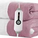 RALYSUN Electric Heated Blanket Throw Size 50"x60" - Dual-Sided with Microplush & Sherpa Fabric, 4 Heat Settings & 3 Hours Auto Off, Machine Washable - Berry