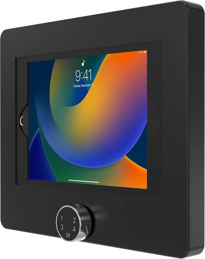 Locking iPad Tablet Wall Mount - Keyless Anti-Theft Tablet Wall Mount For iPad 10th Gen 10.9" - A16 - Air 11 - Pro 11 Inch - 7th/8th/9th Gen. - Pro 10.5" - Air 3 & More - Black (PAD-PARAWPCL)
