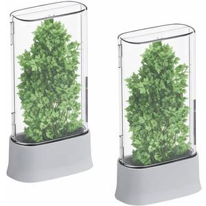 vacane Herb Keeper for Refrigerator, Fresh Herb Saver Herb Storage Containers, Cilantro Container for Fridge Asparagus Container, Dishwasher Safe-2 Pack