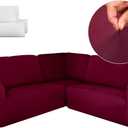Breling 3 Pcs L Shaped Couch Covers for Sectional Corner Sofa Stretch 5 Seat Washable Corner Sofa Slipcover Sectional Couch Protector for Living Room(Burgundy, Milk Silk)