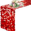 Pufogu 12 "x 108" Sequin Table Runner, Red Glitter Premium Big Sequin Table Runners, Rectangle Table Runner for Halloween, Christmas, Wedding Party, Birthday Party, Banquet Decor (1 Pack).
