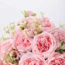 Pusuny Artificial Peonies Silk Flowers, 4 Bundles Faux Peony Bouquet Florals Arrangements for Farmhouse Home Boho Wedding Table Centerpiece, Fake Plastic Flower Bulk for Vase Decoration (Light Pink)