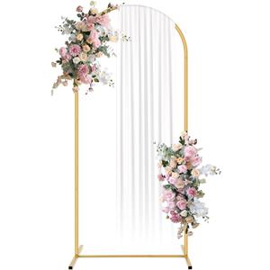 Shinoske Metal Arch Backdrop Stand-Stylish Garden Arbors-Wedding Arches for Ceremony-Easy to Assemble and Disassemble Gold Backdrop Stand for Weddings,Birthdays,Parties,Garden Decorations (5ft,Gold) (5x1.9FT(HxW))