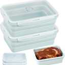 Extra Large Collapsible Silicone Food Storage Containers With Lids & Air Vent, 2 Pack 2000ml/68oz, XXL Foldable Marinade Container for Kitchen, Camping, Dishwasher, Microwave, Freezer Safe, BPA Free