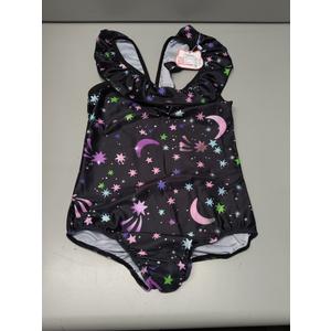 Bathing Suits for Girls Size 140 Black Stars Swimwear Shoulder Ruffle Swimsuits