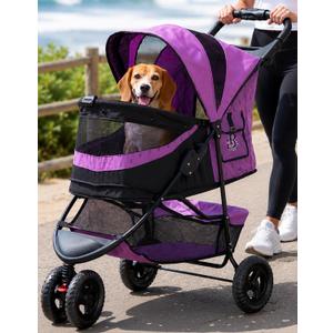 Pet Gear No-Zip Special Edition 3 Wheel Pet Stroller, Northern Lights | Zipperless Entry, Easy One-Hand Fold, Removable Liner, Cup Holder, For Cats/Dogs