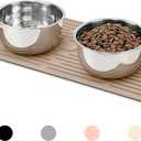 Ptlom Pet Placemat for Dog and Cat, Anti-Slip Waterproof Dogs Feeding Mat Prevent Food and Water Overflow, Bowl Mats Suitable for Medium and Small Pets, Taupe, Silicone