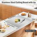 Stainless Steel Cutting Board with Lip, Large Metal Chopping Board with Counter Edge, Dishwasher Safe Non-Slip Pastry Board for Meat Vegetables & Baking(18x14)