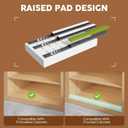 Seinloes 2 Pack Expandable Pull Out Cabinet Organizer 21" Deep with Raising Pad for Framed Cabinets,Upgrade 3 Slide Rails Slide Out Drawers,Roll Out Shelves Adhesive,Adjustable Width 9"-14.1" White