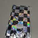 3Pack Black and Iridescent Checkered Plastic Tablecloth, Shiny Disposable Laser Rectangle Table Covers, Holographic Foil Tablecloth Iridescent Party Decorations for Picnic Camping Race Car, 54x108Inch