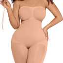 FeelinGirl Strapless Bodysuit for Women Tummy Control Shapewear Seamless Sculpt Body Shaper with Removable Straps (Medium, Skin)