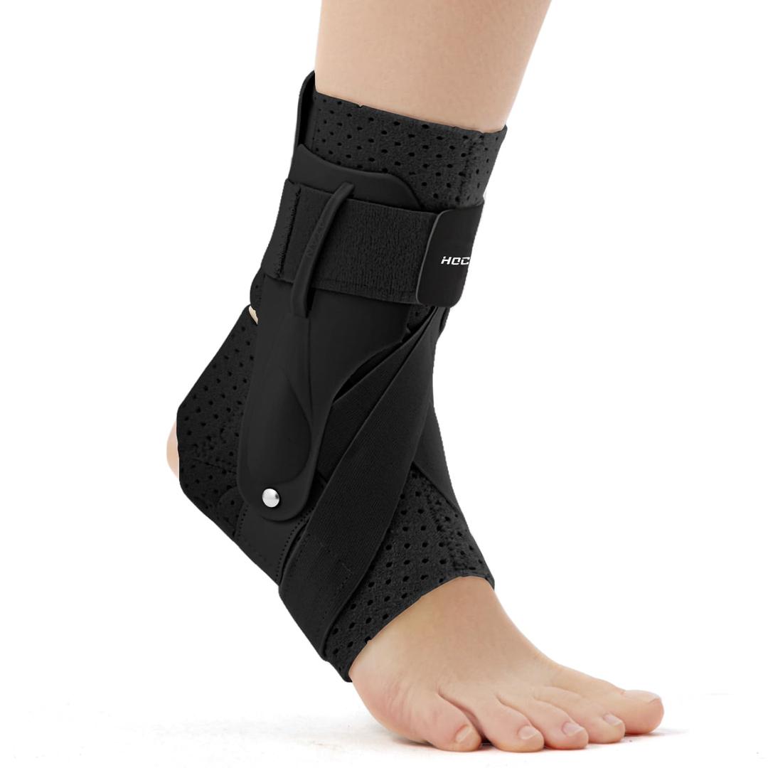 Hocafer Right Ankle Brace for Women & Men - Ankle Support Sprained Ankle Brace for Achilles,Tendon,Sprain,Injury Recovery,Ankle Support Brace for Running, Basketball, Football (Black,L,Right)