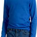 3 x Boys Cotton Long Sleeve Shirts Soft Breathable Crewneck Tees for Kids, Fashion Basic Tops 4-12 Years (XS)