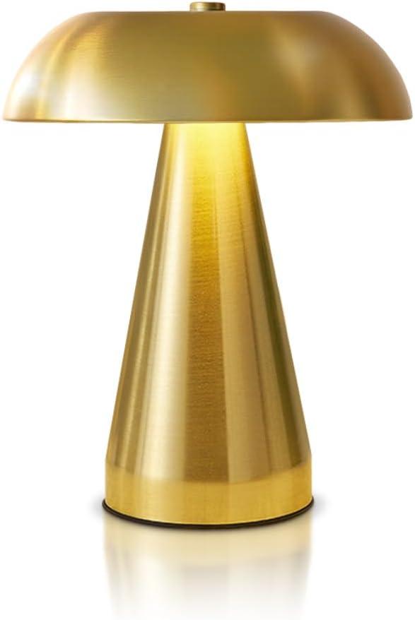 Leroxo Portable LED Desk Lamp, Cordless Metal Table Lamp, 3-Color Touch Control Rechargeable Light, 3-Levels Brightness Room Decor, Bedside & Dining Room Light (Gold)