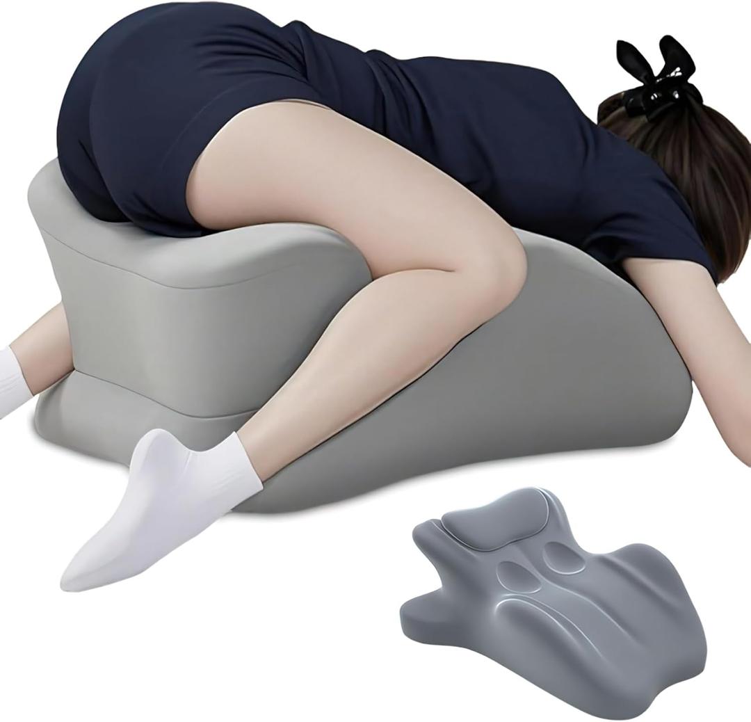 Multifunctional Pillow, Featuring Breathable Memory Foam Waist Support, Large Size with high Resilience, Provides Comprehensive Support (Grey)