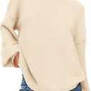PRETTYGARDEN Women's 2026 Fall Sweaters Casual Crew Neck Long Sleeve Pullover Tops Ribbed Knit Loose Fit Winter Clothes, medium