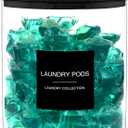 TIPGO Laundry Pods Container with 27 Labels, Glass Jars for Laundry Room Organization, Detergent Holder with Bamboo Lid, Cute Storage Jars, Black (Set of 1)